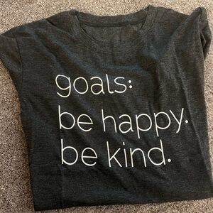 Never Worn, Woman’s Gray Graphic Tee with Positive Message